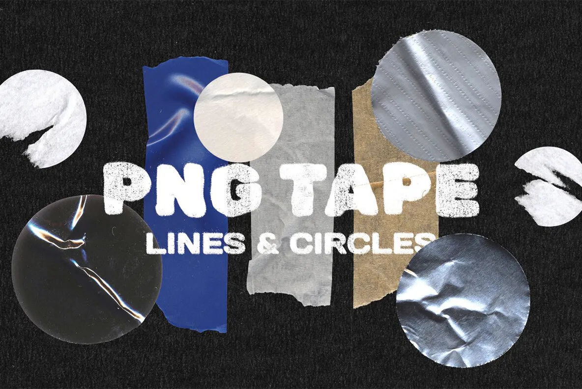PNG Tape lines & circles shapes pack