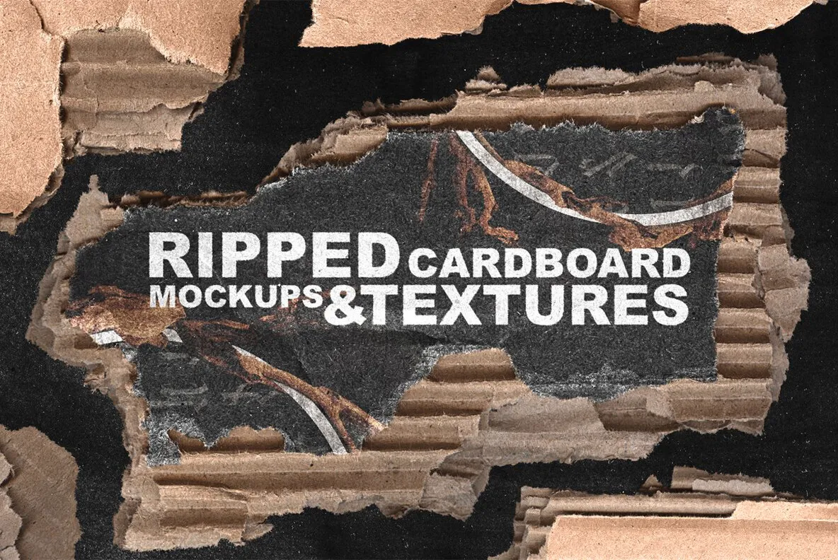 Ripped Cardboard Mockup Pack