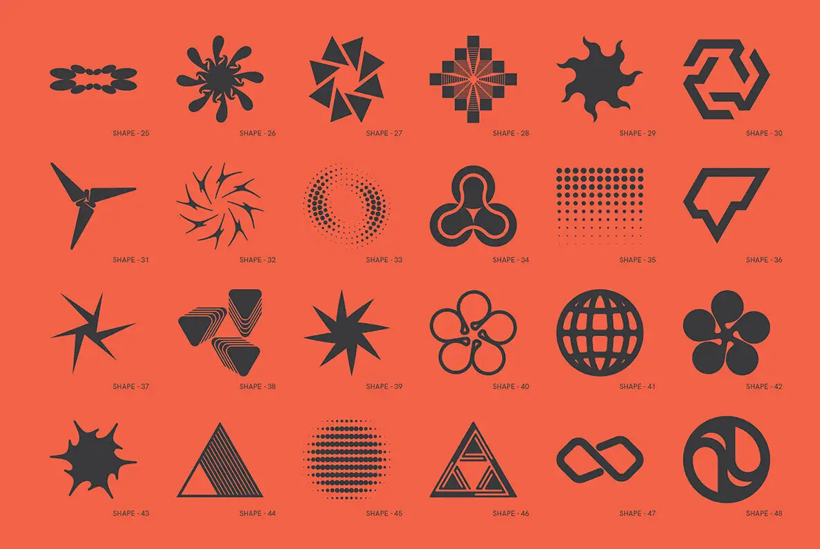 120 Abstract Geometric Shapes. Part 3 Graphics - YouWorkForThem