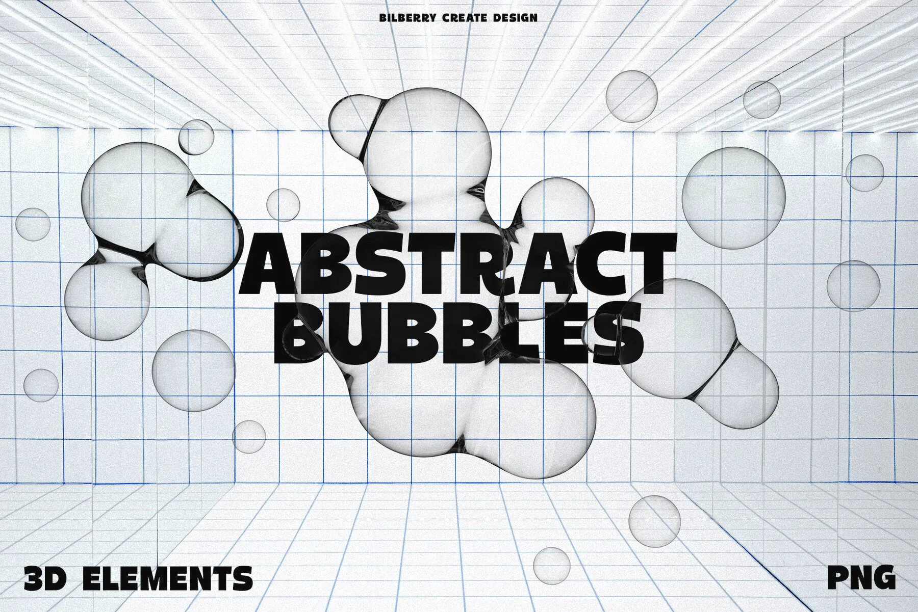 Abstract bubbles 3D art set