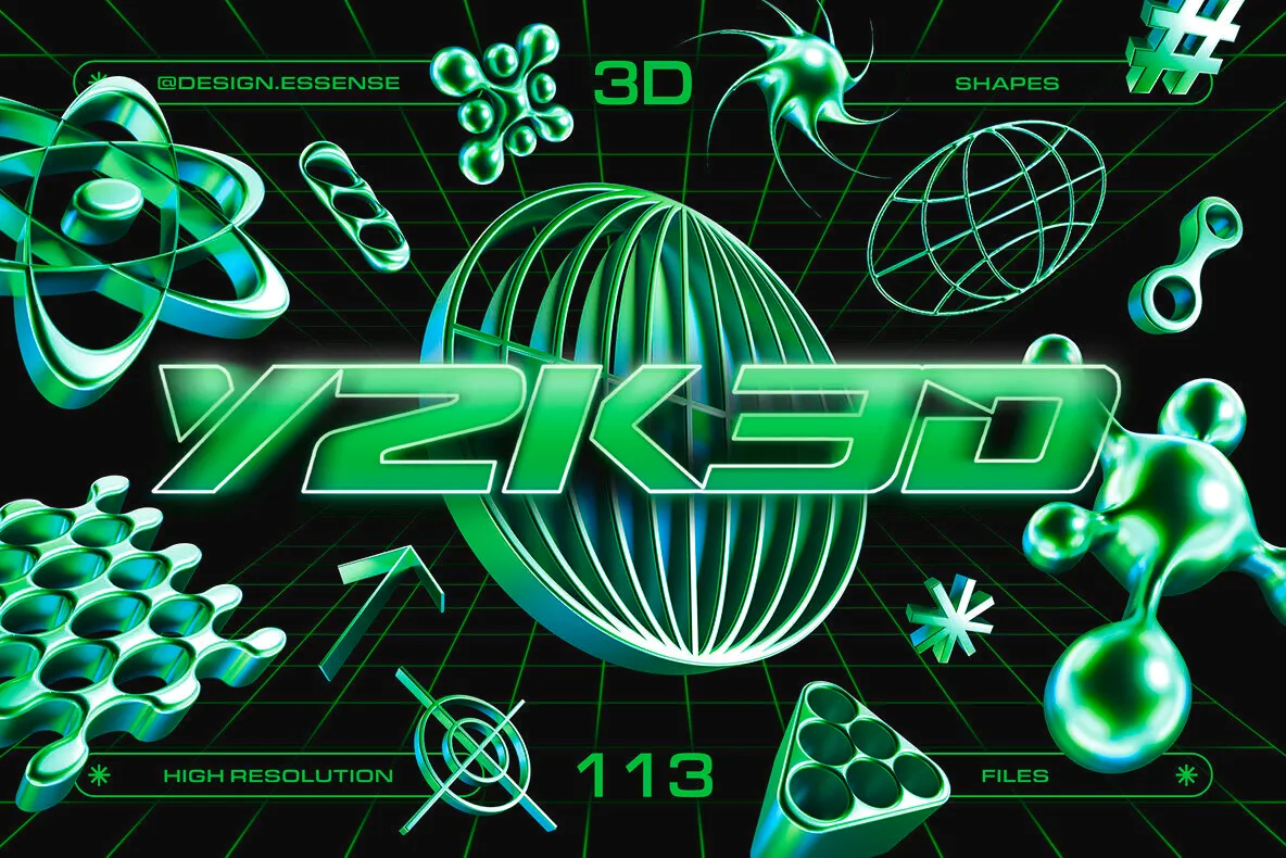 Y2K 3D Shapes Collection