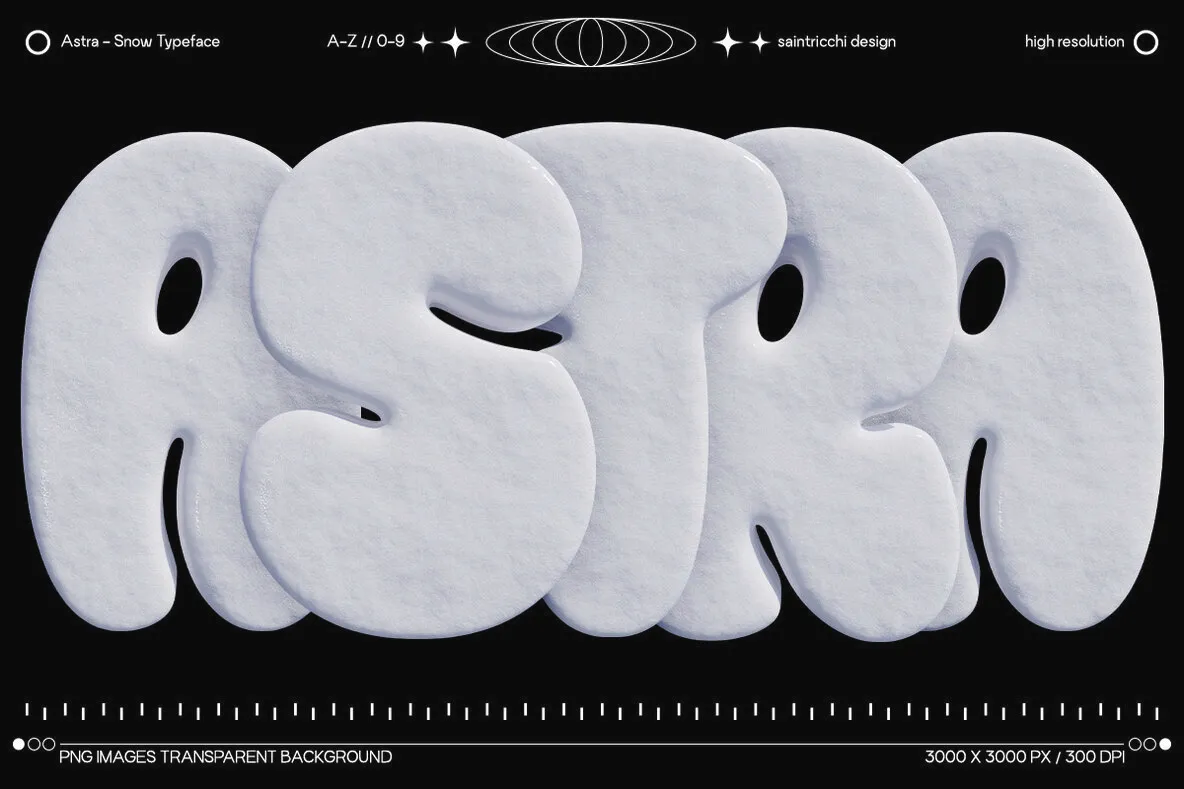 Astra - Snowy 3D PNG Letters