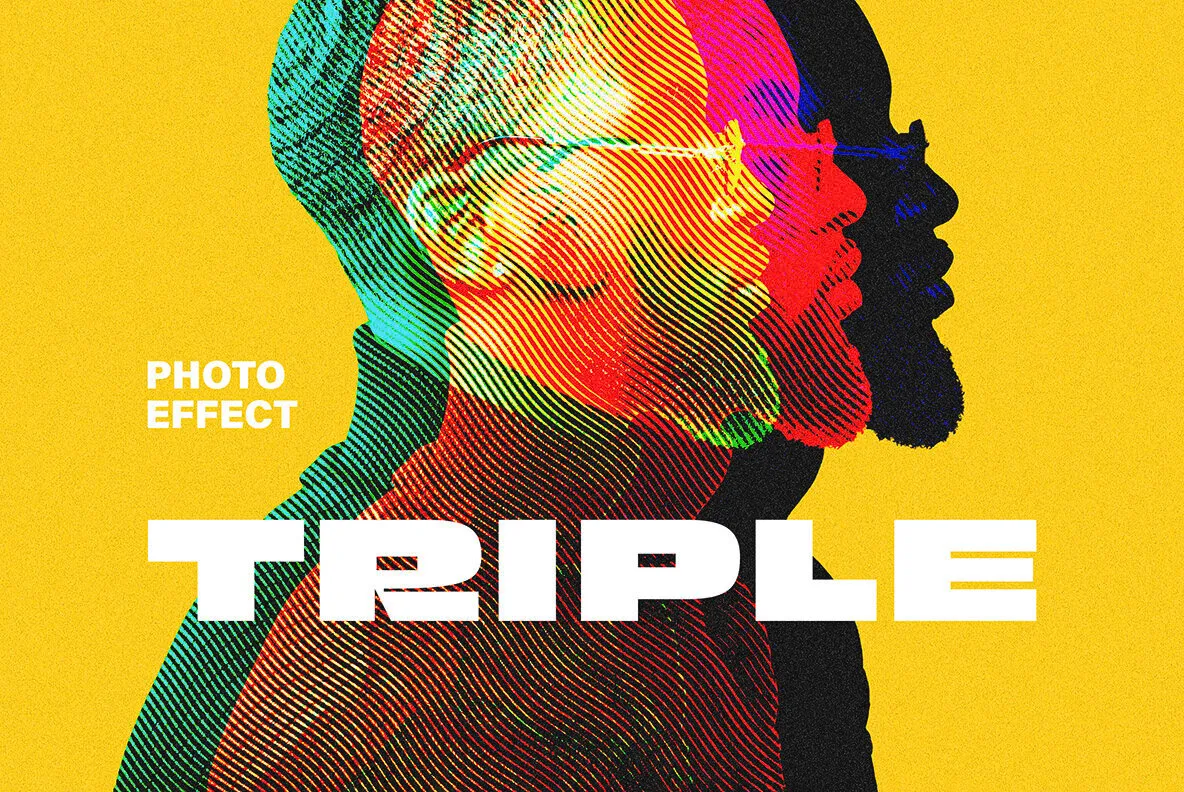 Triple Halftone Exposure Photo Effect