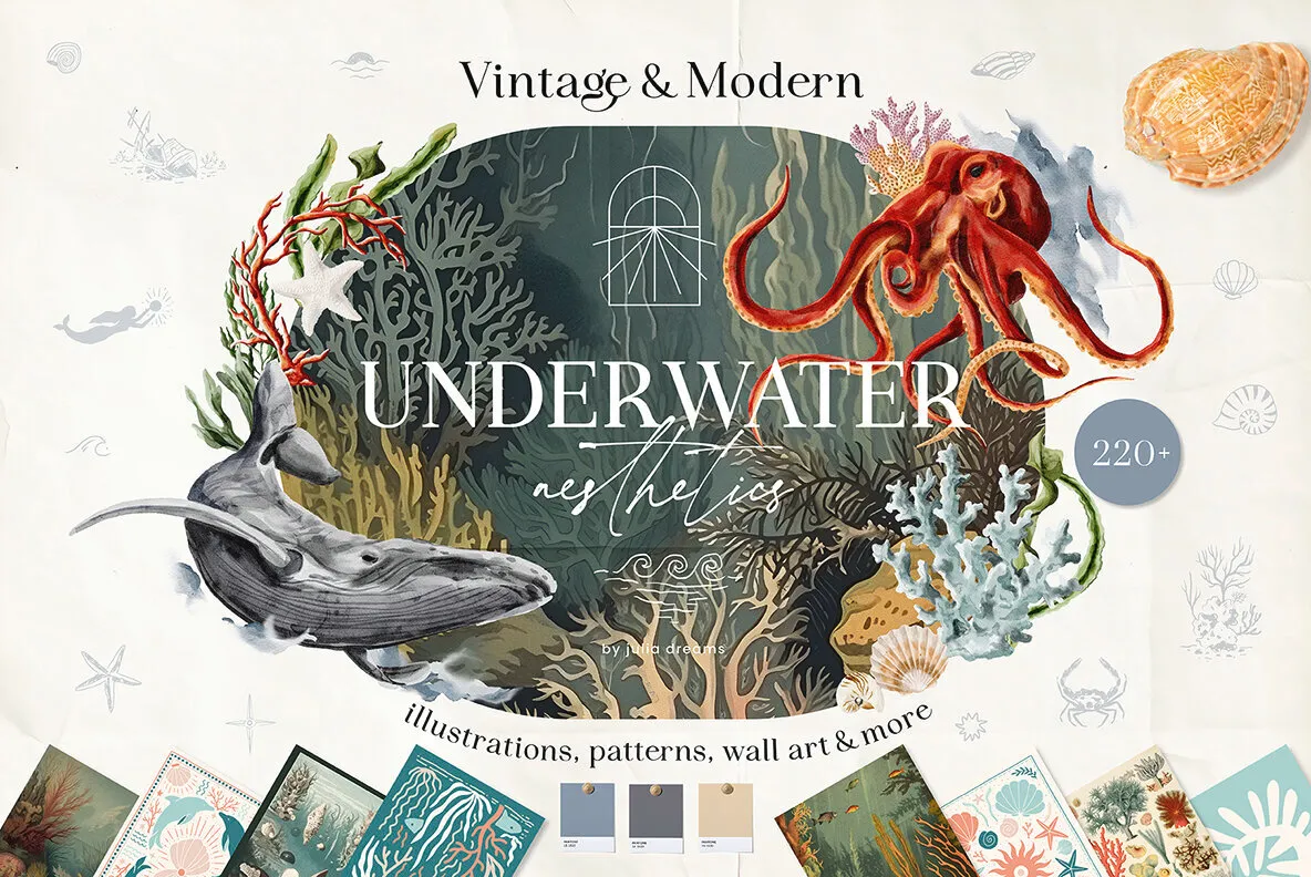 Underwater Watercolor Ocean Collection