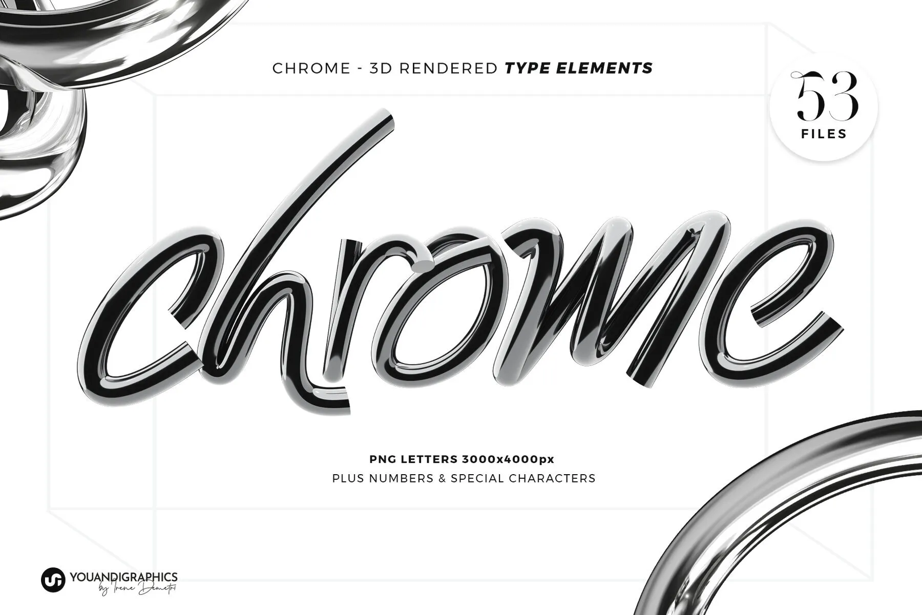 Chrome 3D Lettering set