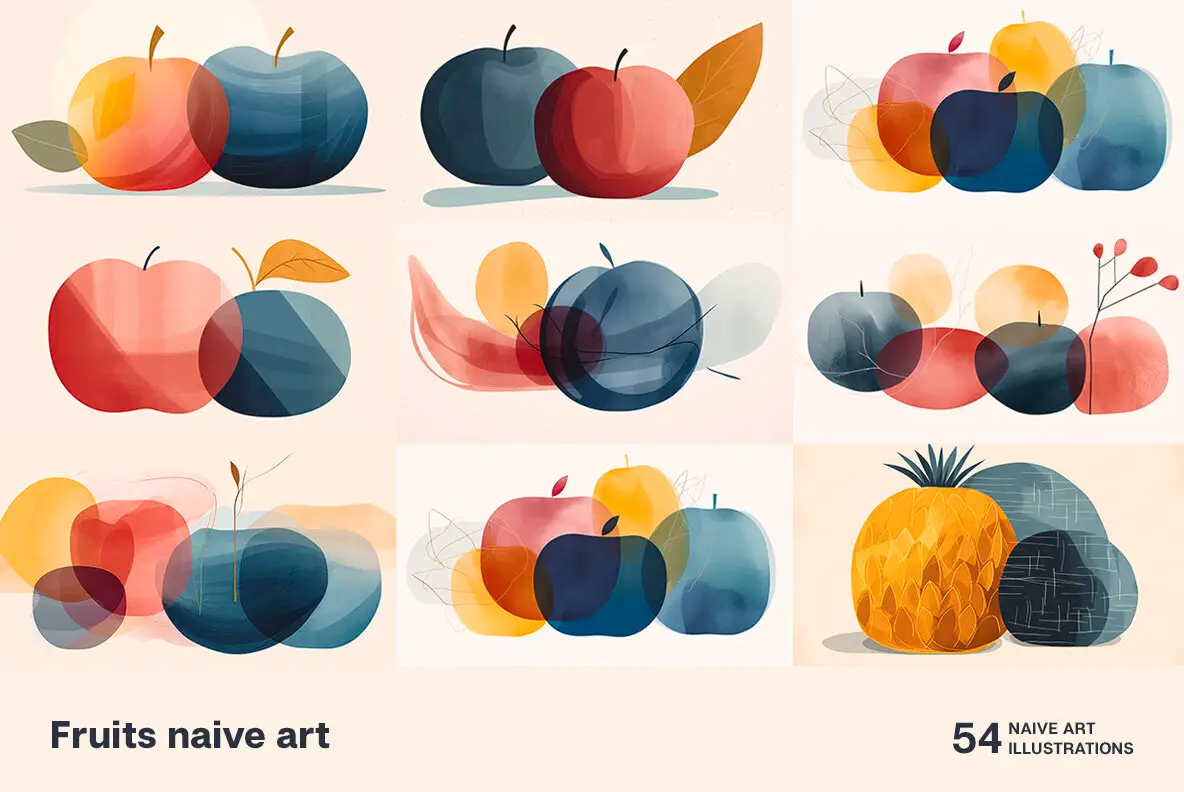 Fruits naive art Graphics - YouWorkForThem