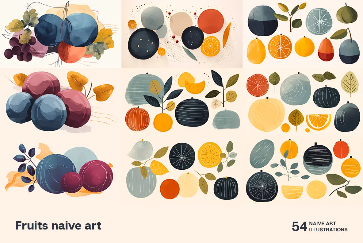Fruits naive art Graphics - YouWorkForThem