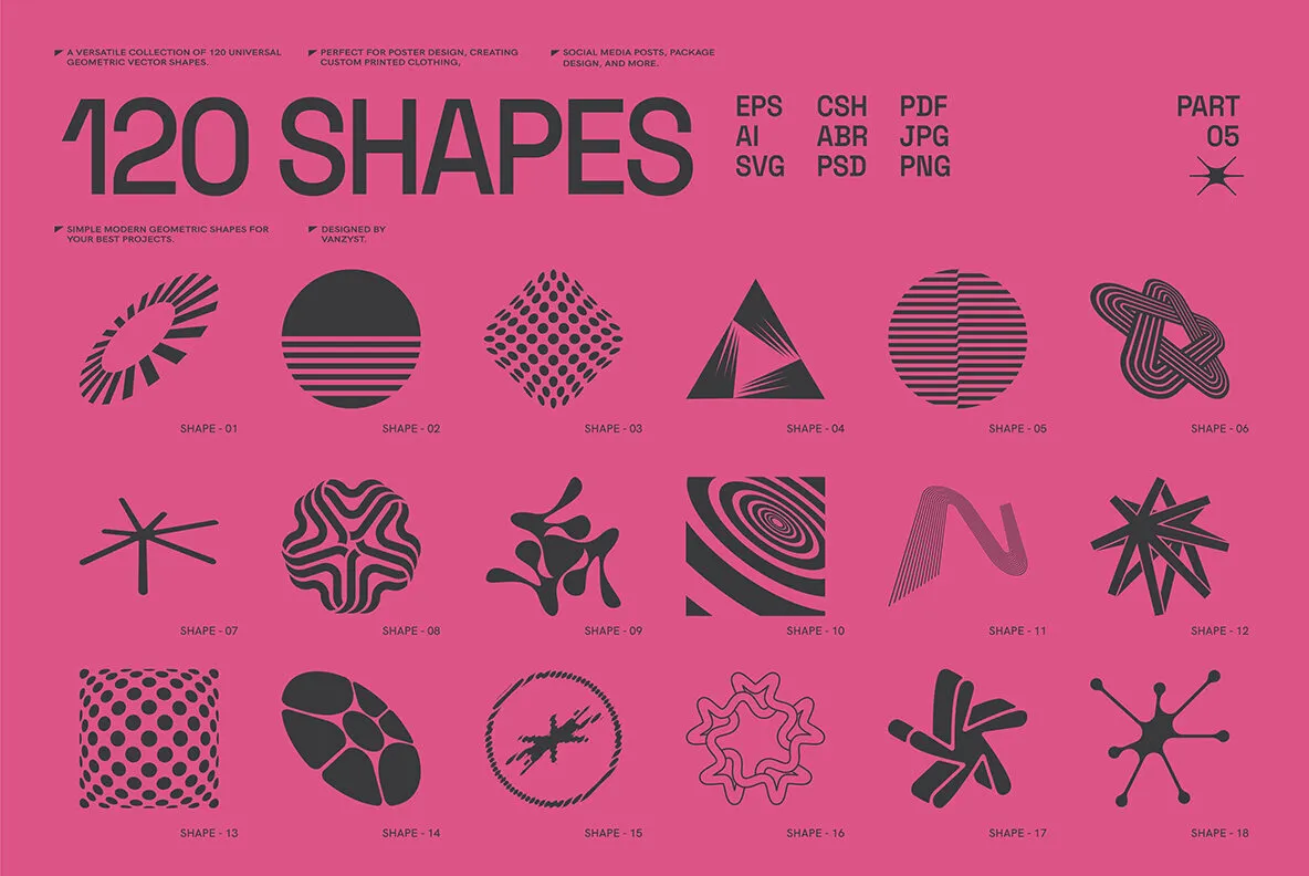 120 Abstract Geometric Shapes - Part 5