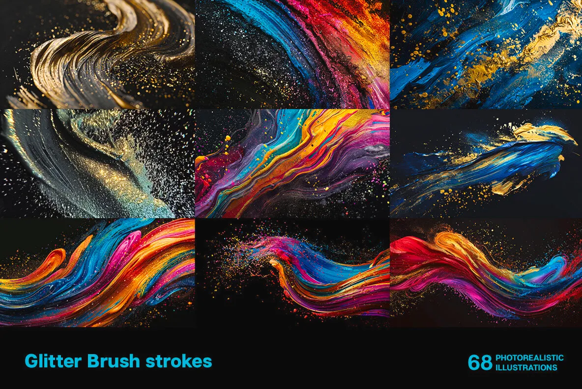 Glitter brush strokes