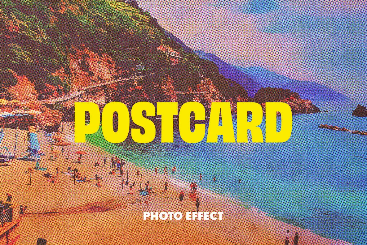 Vintage Halftone Postcard Photo Effect