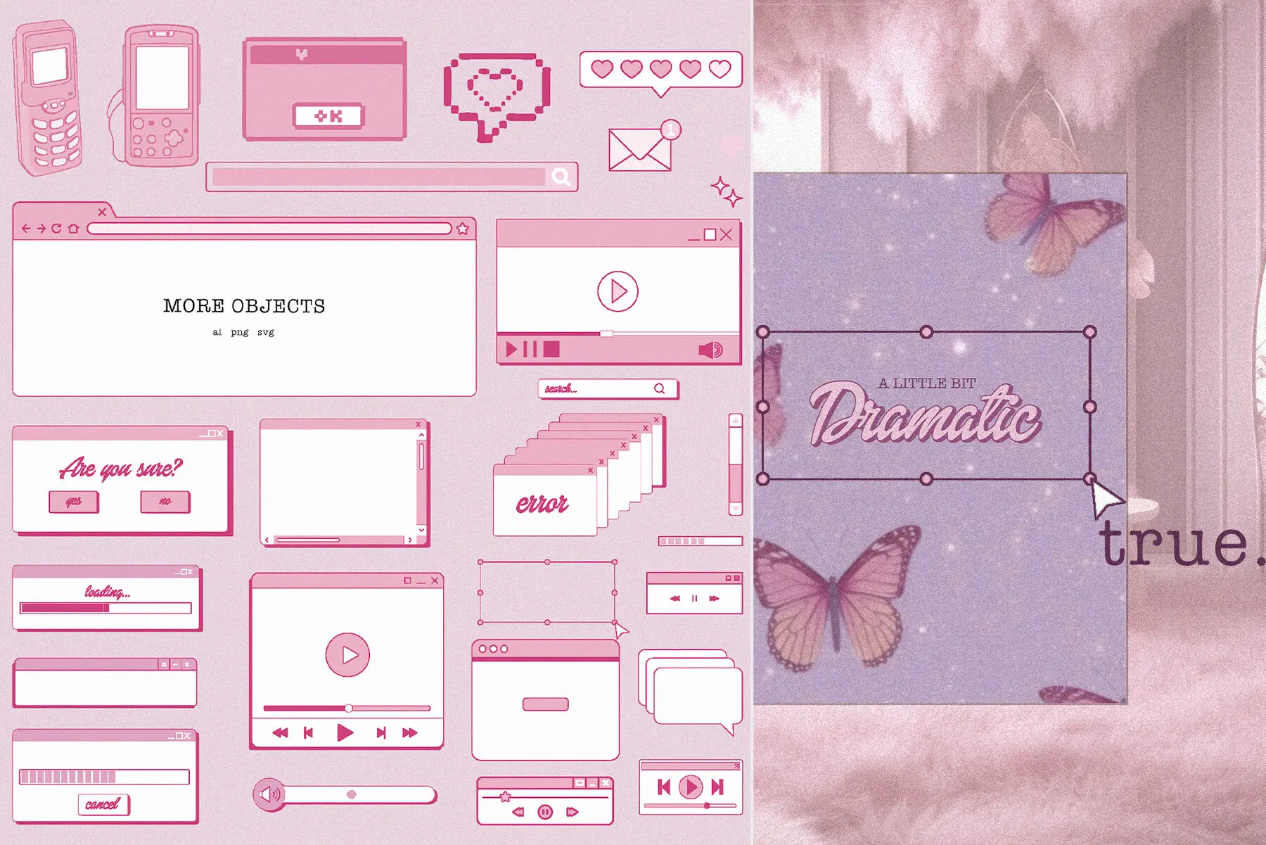 Barbiecore Graphic pack Objects - YouWorkForThem