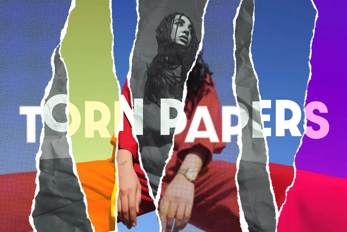 Torn Paper Pieces Photo Effect