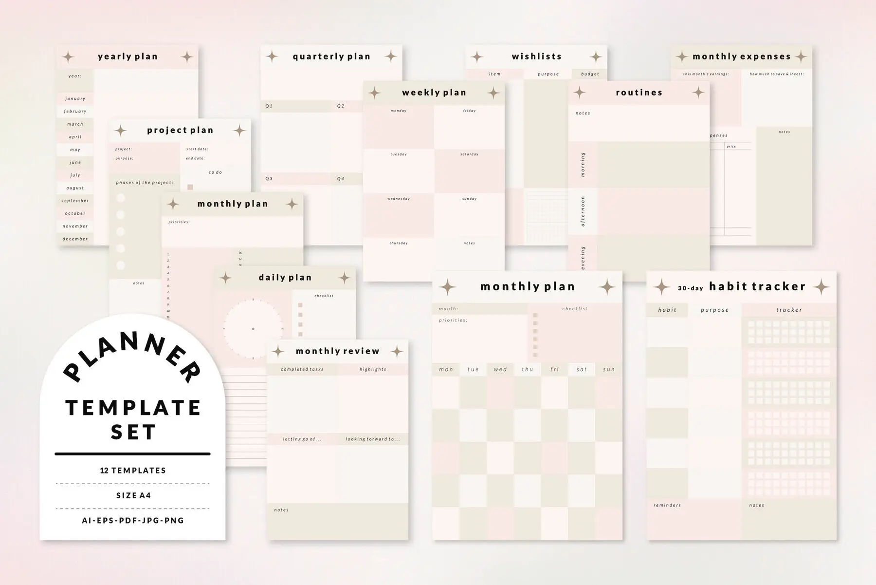 Soft Pastel Planner Templates