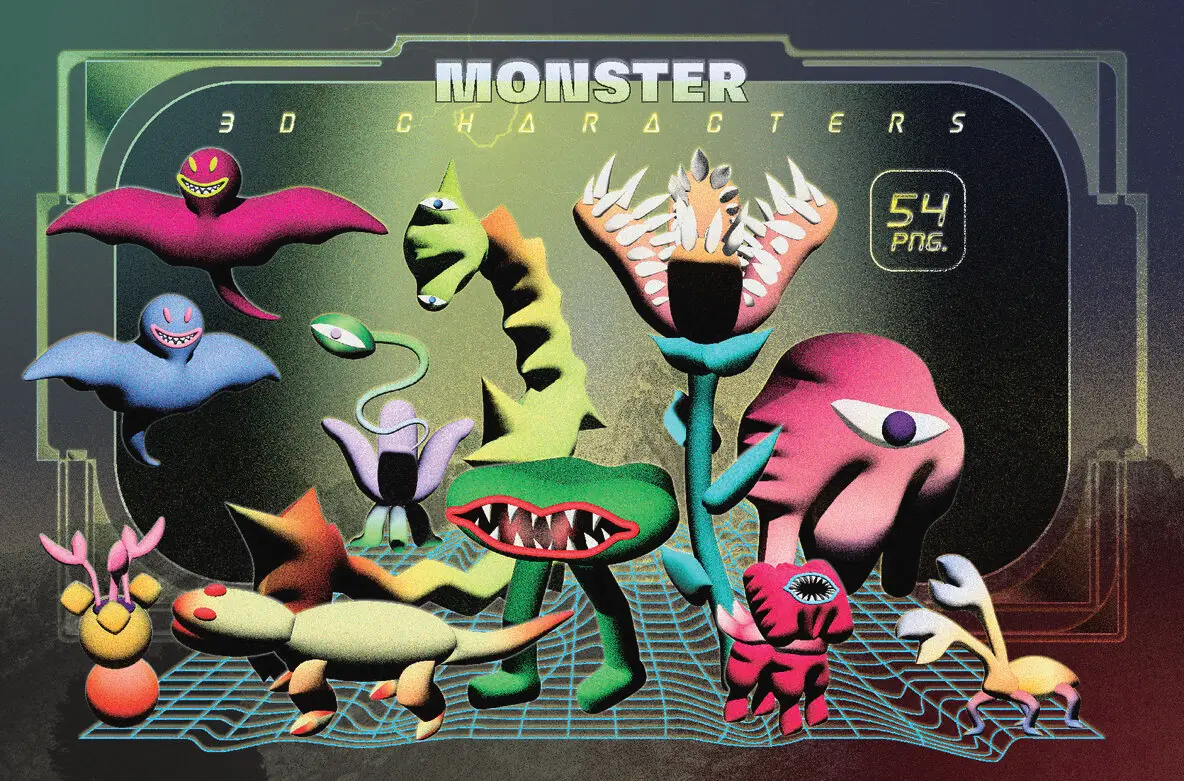 Monster 3D Characters Graphics YouWorkForThem