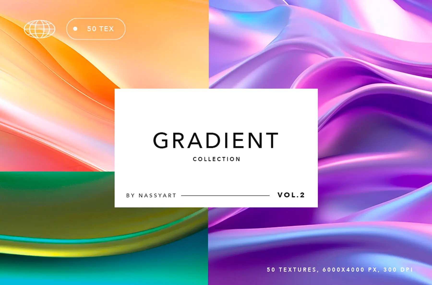 50 Iridescent Wavy Gradient Textures