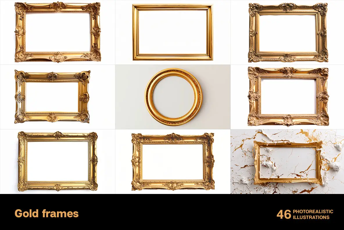 Thumbnail Gold Frame Gold frames Graphics - YouWorkForThem