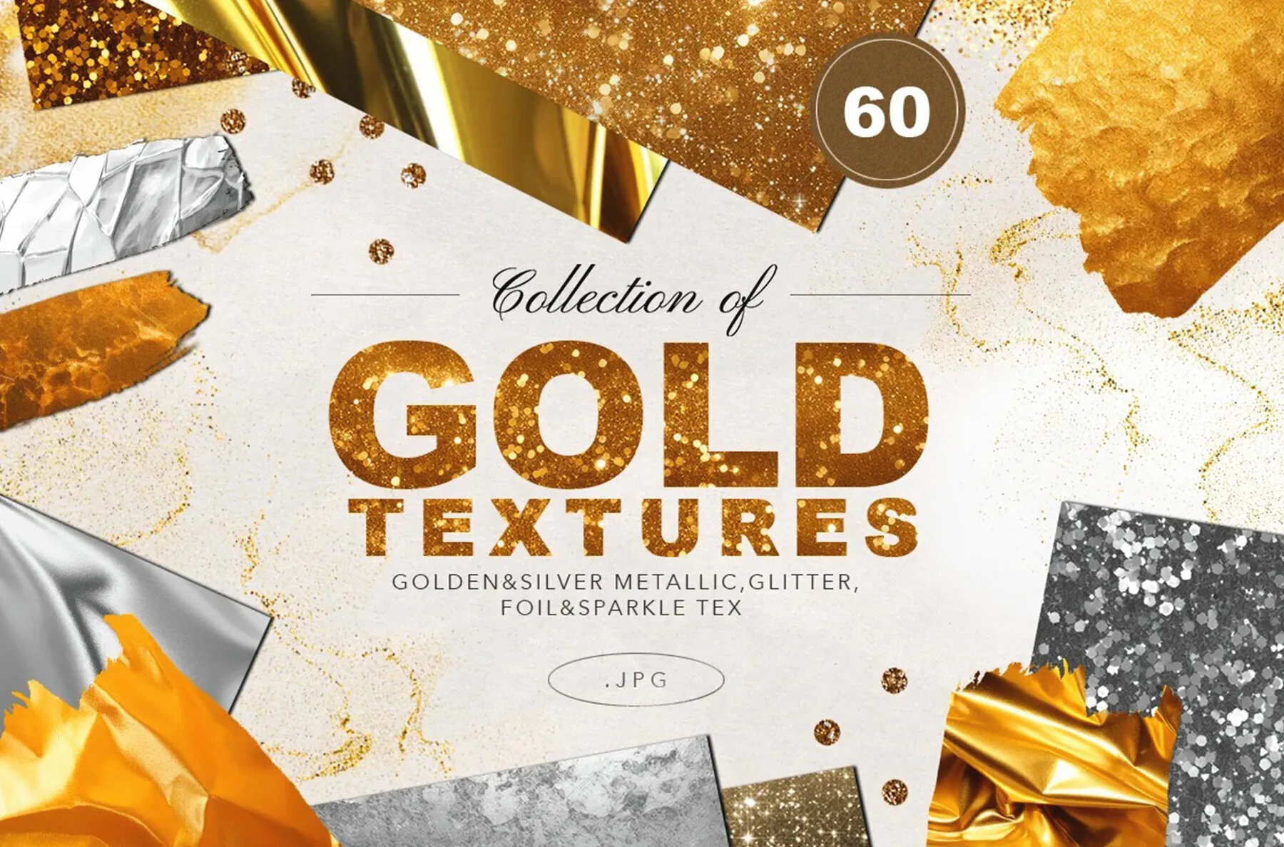 60 Gold & Silver Foil Glitter Textures
