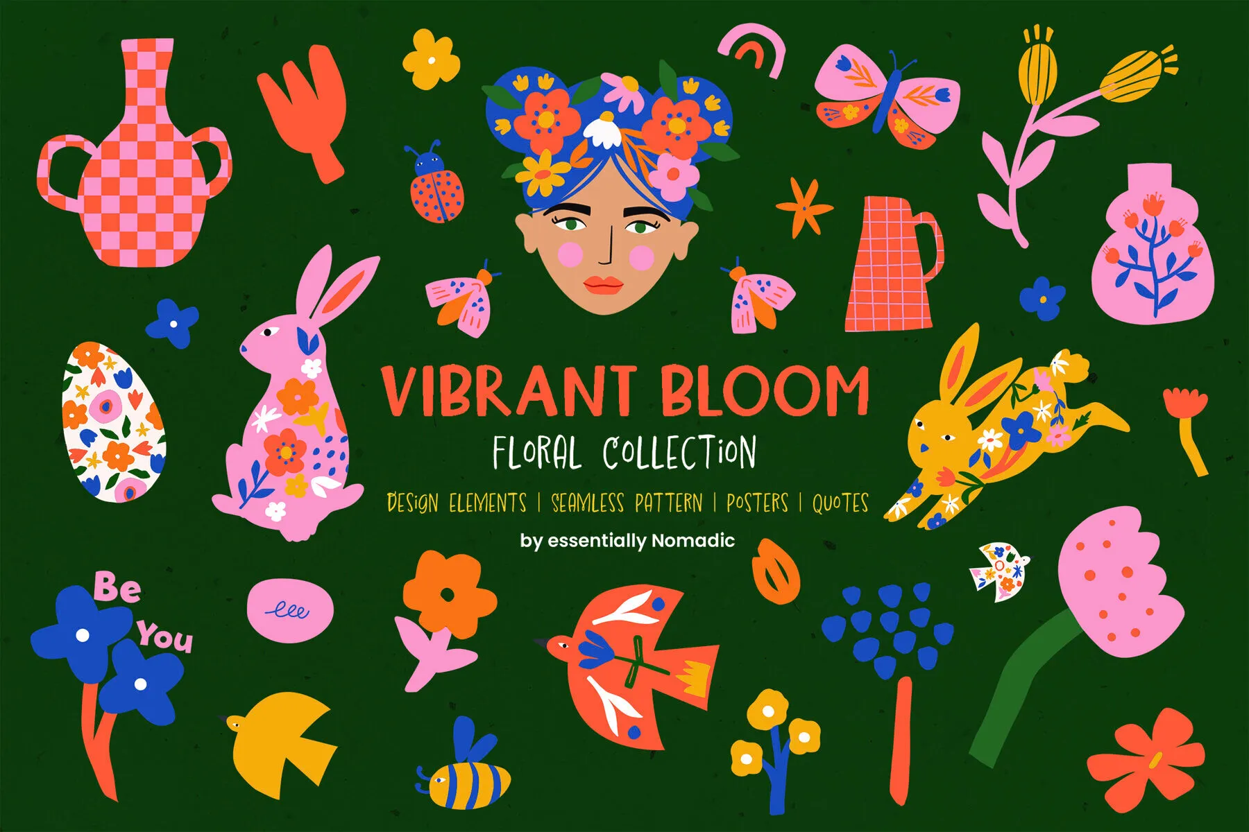 Vibrant Bloom Abstract Spring Floral Graphic Collection
