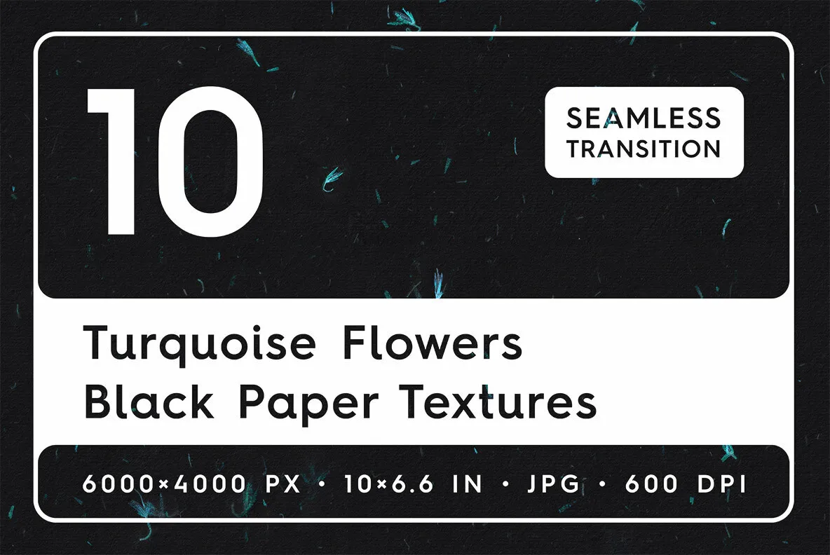 10 Turquoise Flowers Black Paper Texture Backgrounds