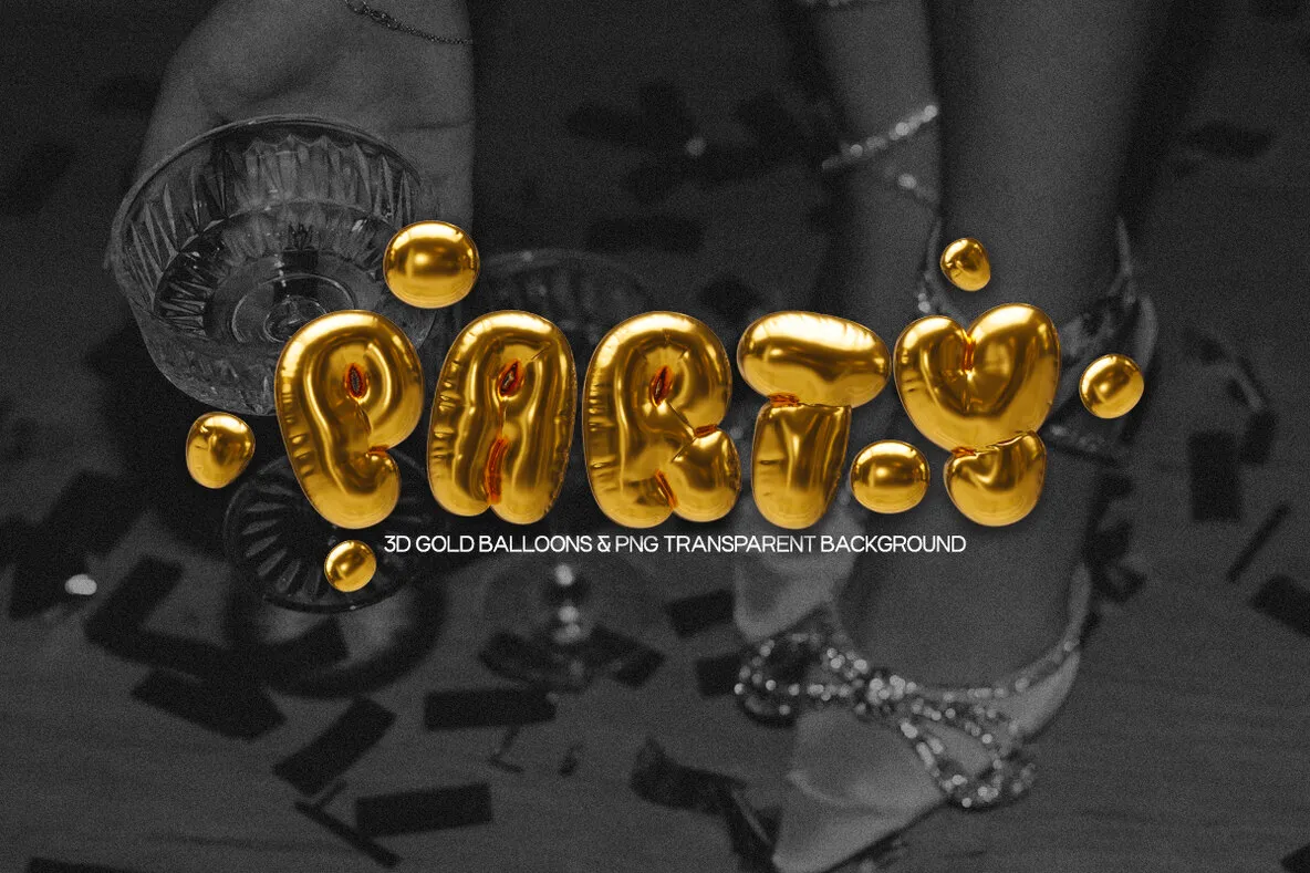 Party - 3D Gold Balloon Letters