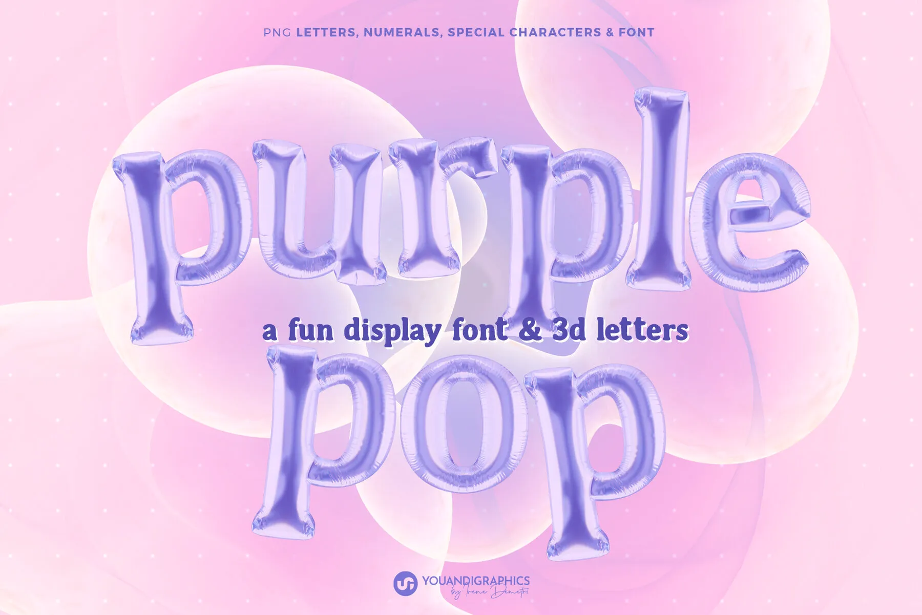Purple Pop 3D Letters and Font