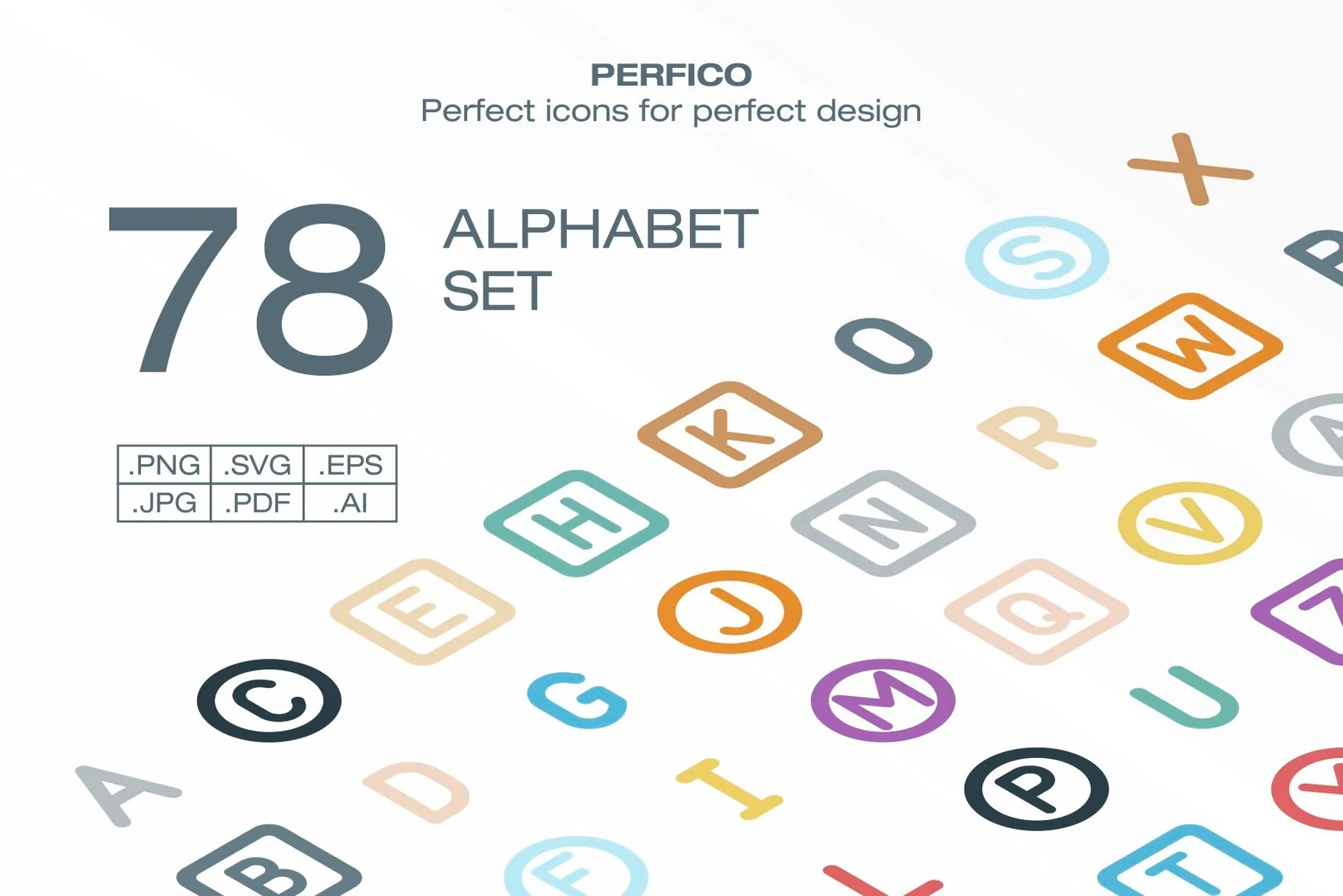 Perfico Alphabet icon set