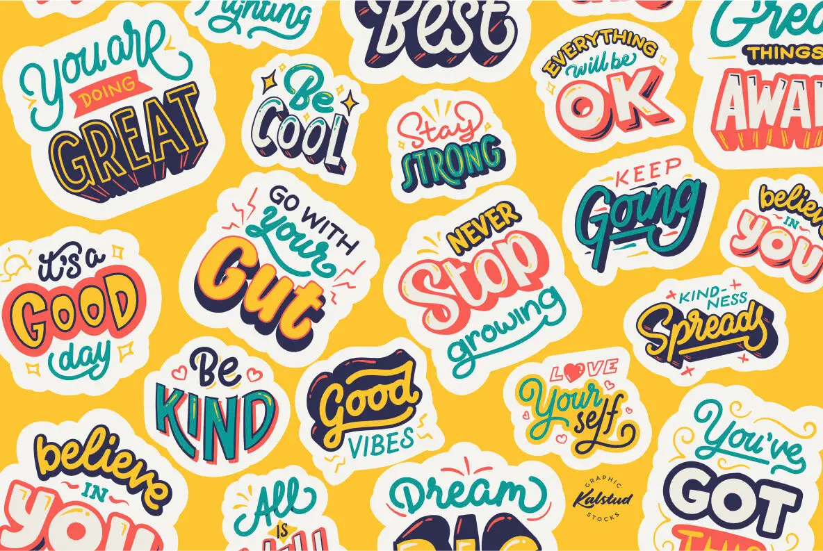 Uplifting Lettering Stickers Graphics - YouWorkForThem