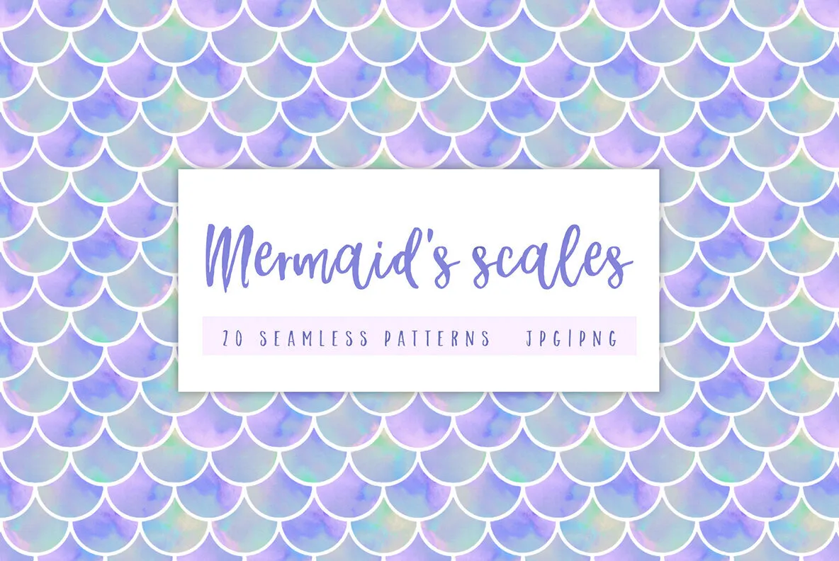 Mermaids scales seamless patterns