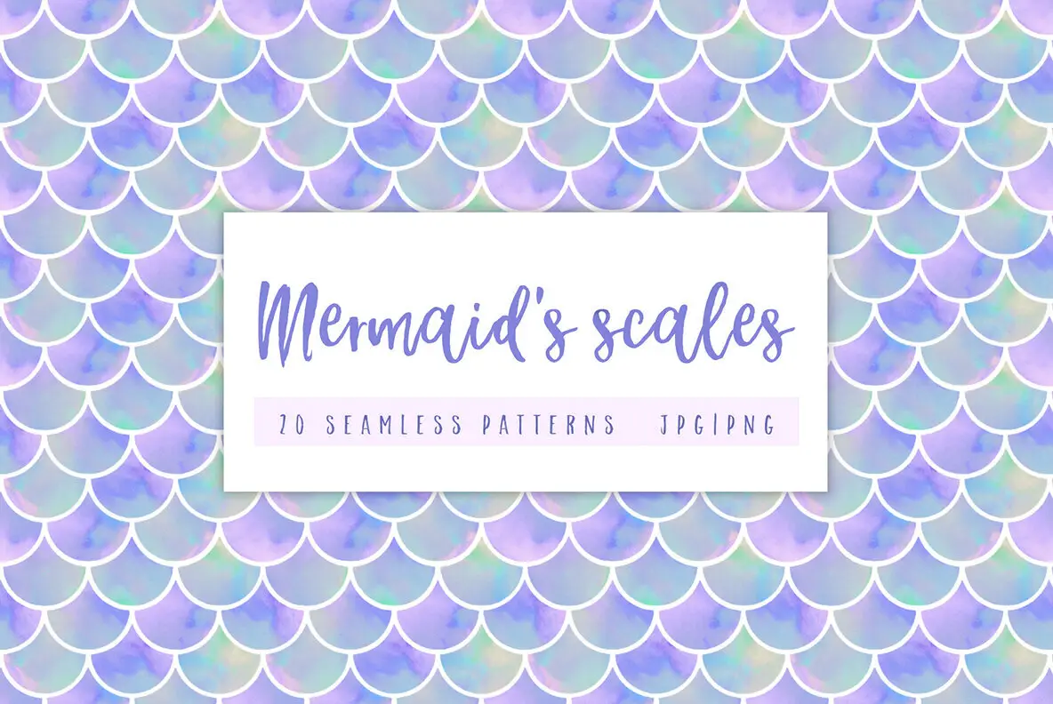 Mermaids scales seamless patterns