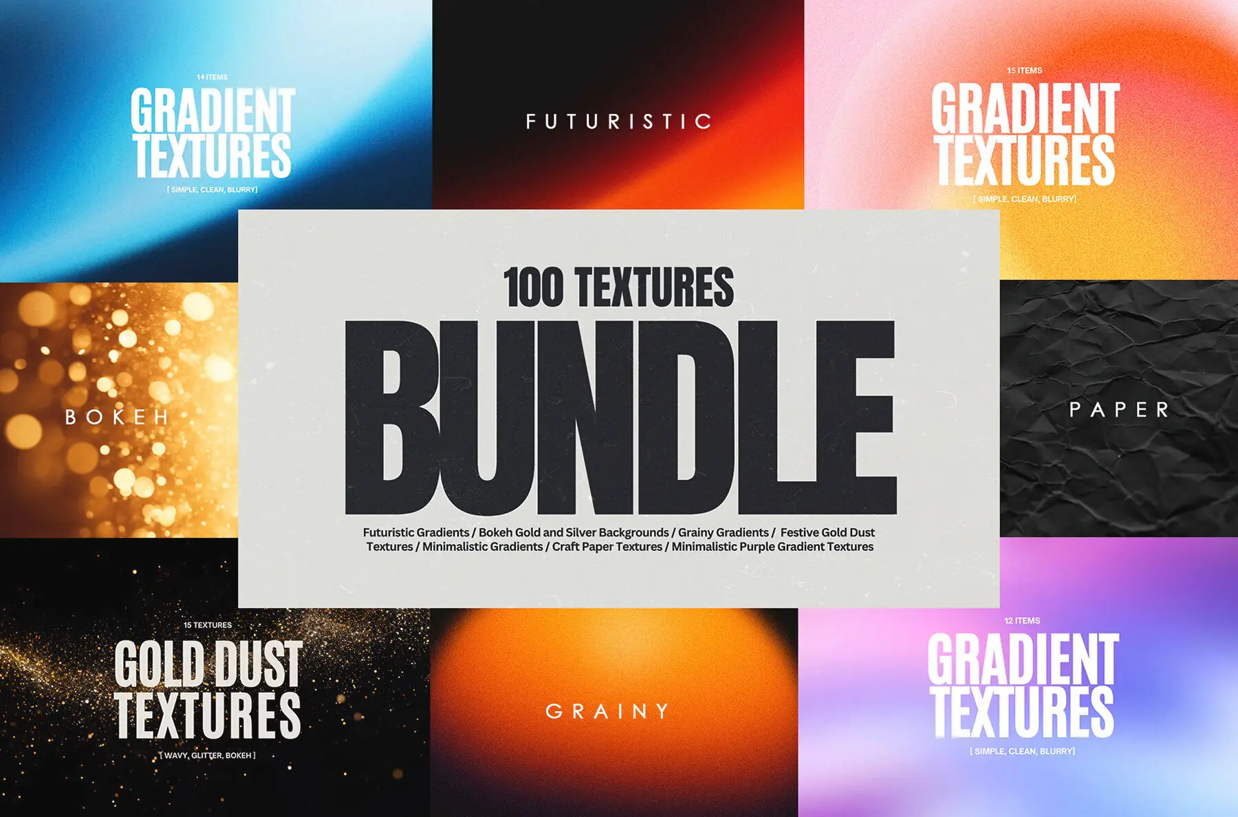 100 Gradient Bokeh & Paper Bundle