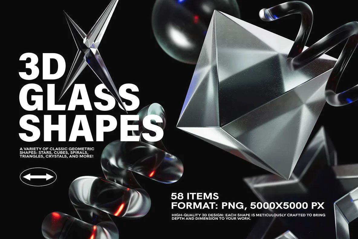 58 3D Glass Shapes