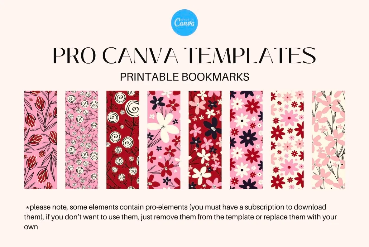 Floral Bookmarks Canva template