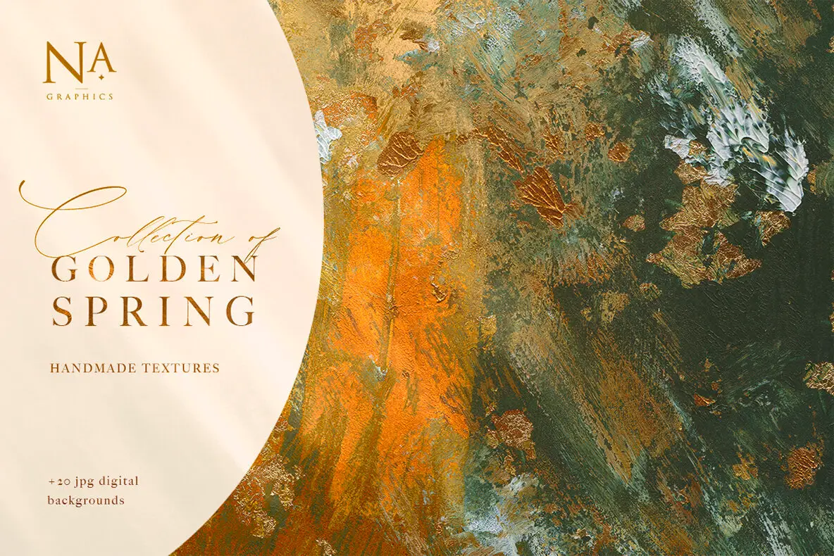 20 Golden Spring Acrylic Textures