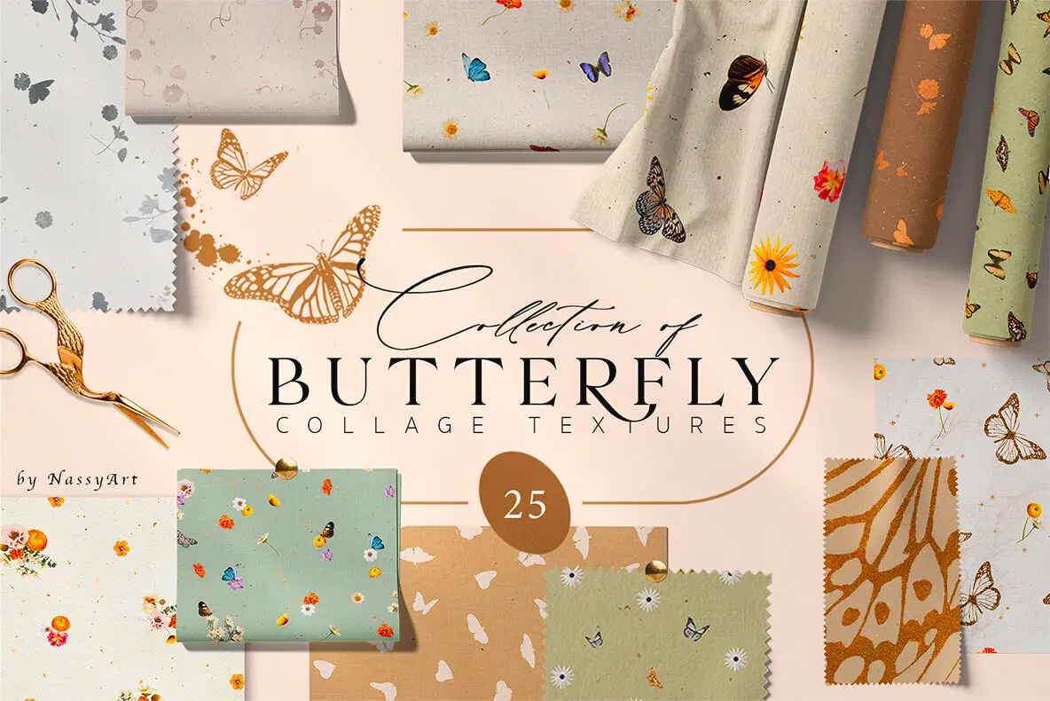 Butterfly Collage Paper Textures