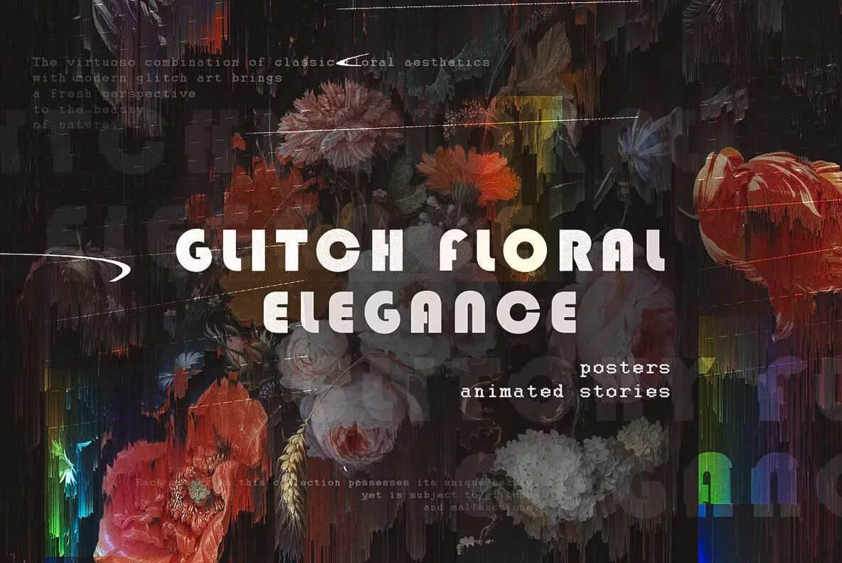 Glitch Floral Elegance Animated