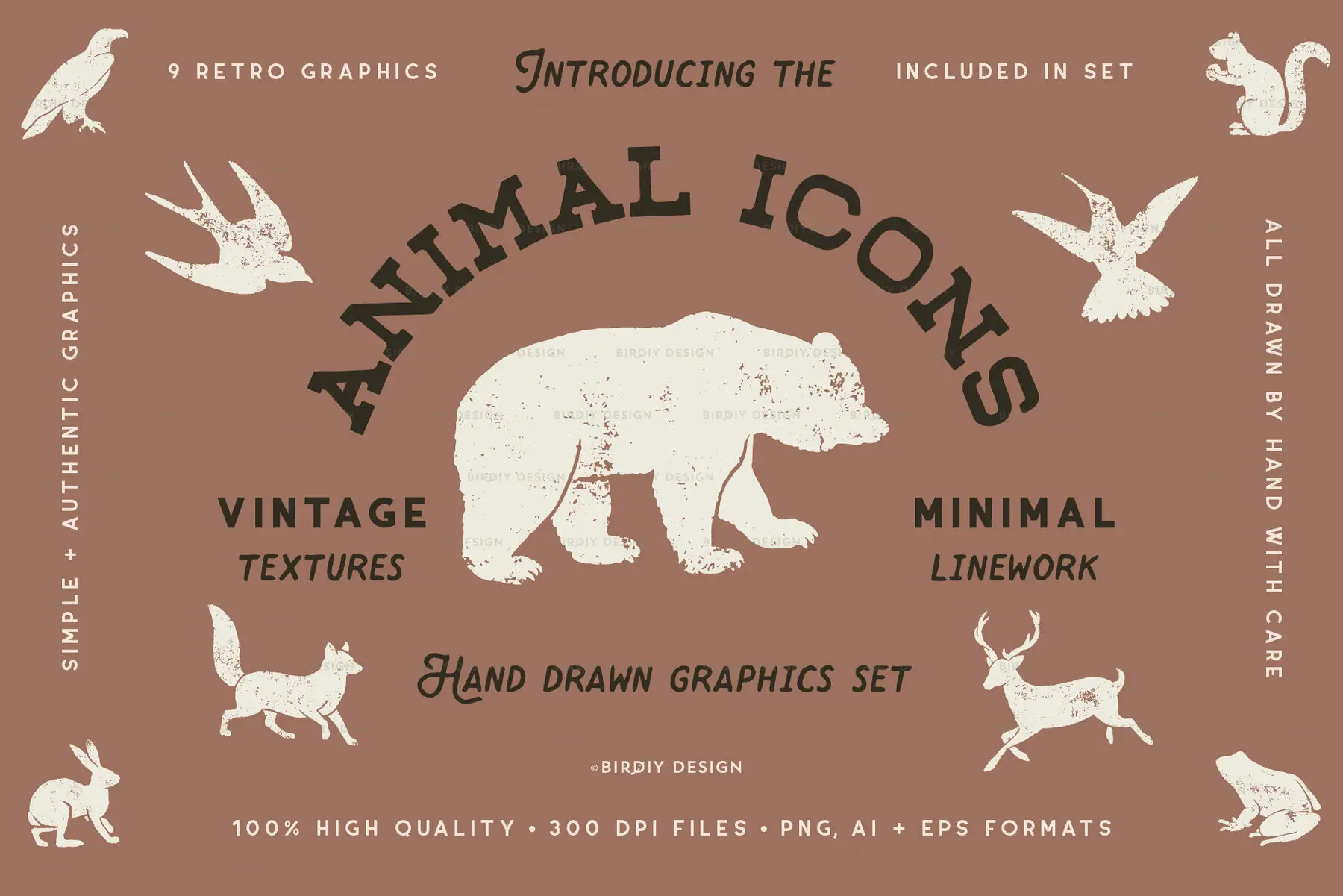 Forest Animal Icons Hand Drawn Set