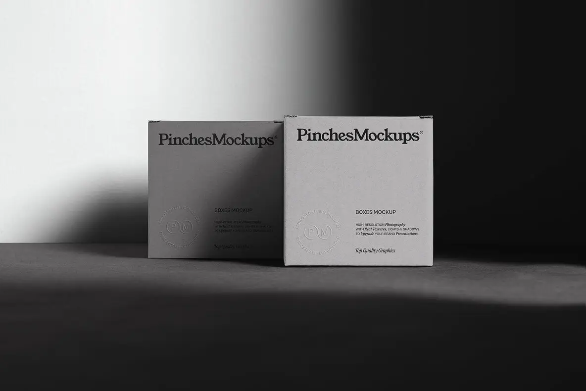 Embossed Square Boxes Mockup PMBM18 Graphics - YouWorkForThem