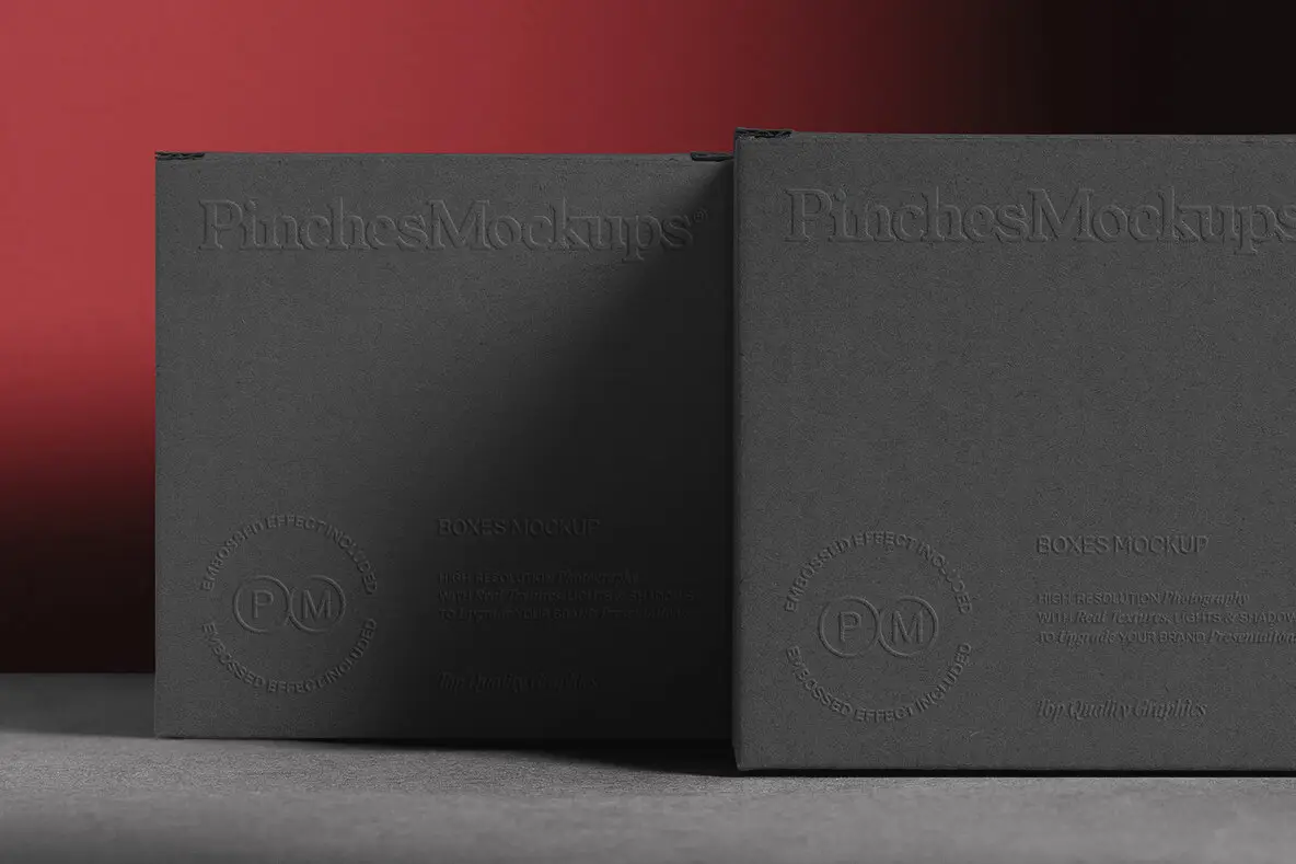Embossed Square Boxes Mockup PMBM18 Graphics - YouWorkForThem