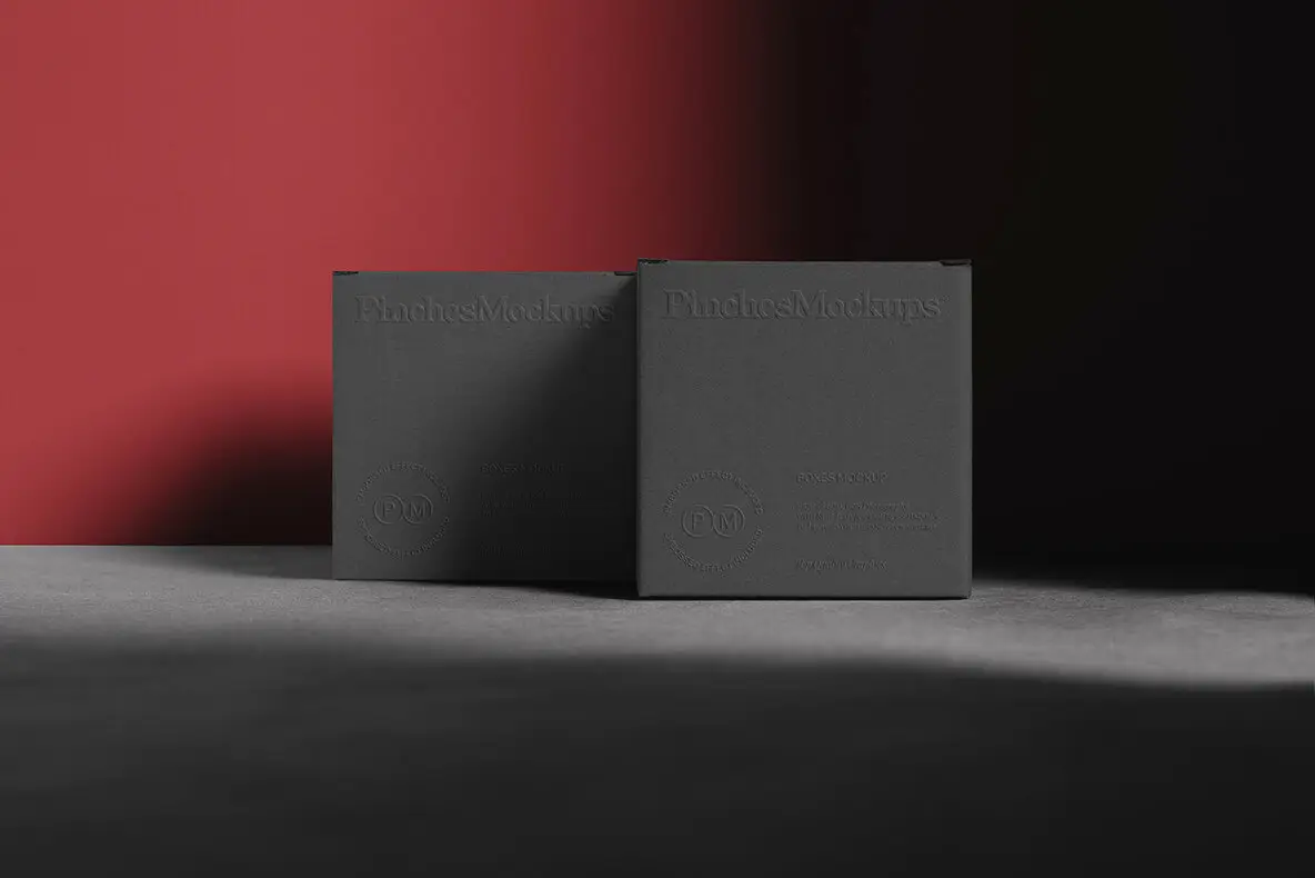 Embossed Square Boxes Mockup PMBM18 Graphics - YouWorkForThem