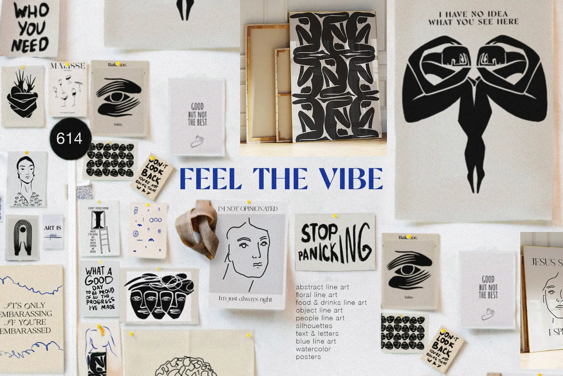 Feel the vibe posters line art