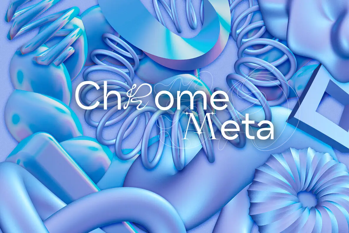 Chrome Meta 3D Abstract Shapes