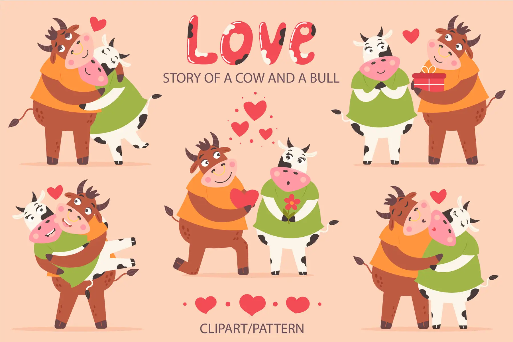 Love story cow and bull