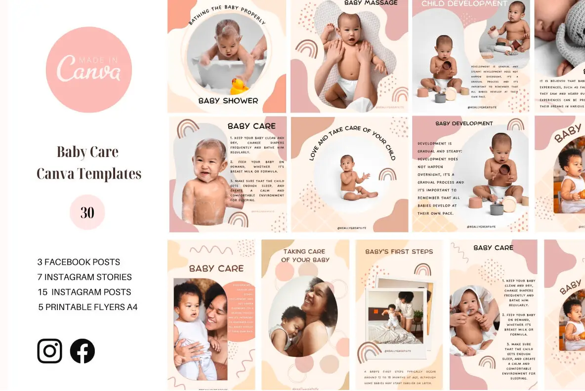 Baby Care Canva Social Media Templates