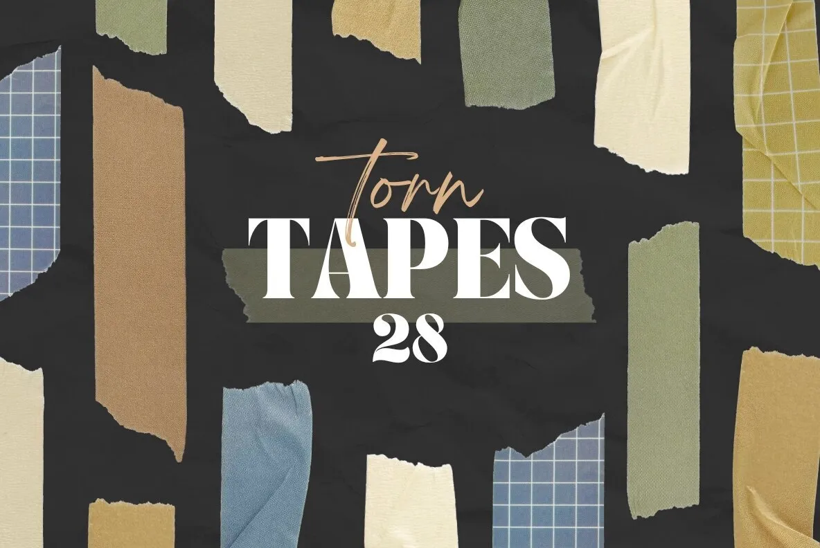 28 Colorful Torn Tapes