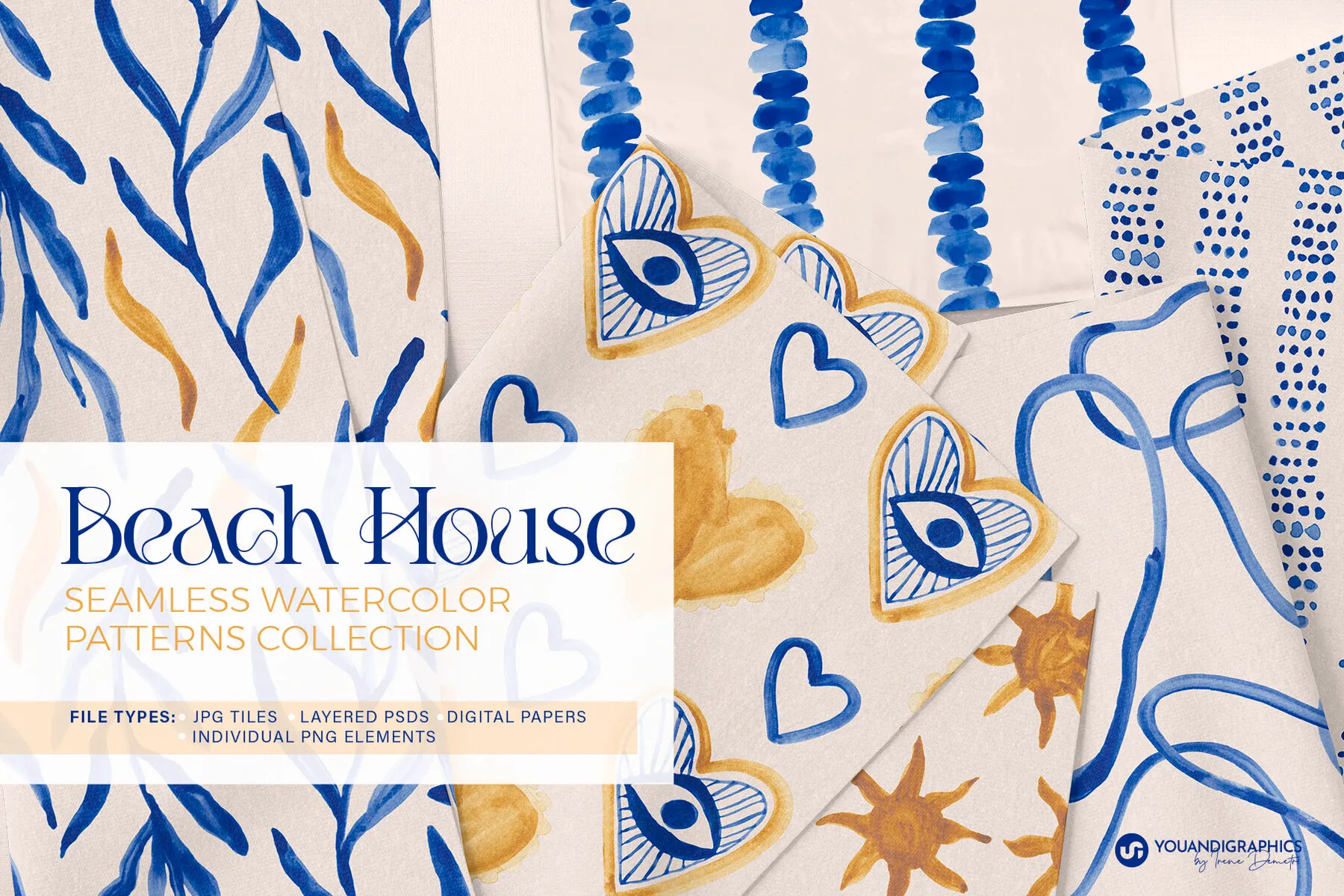 Beach House Watercolor Patterns