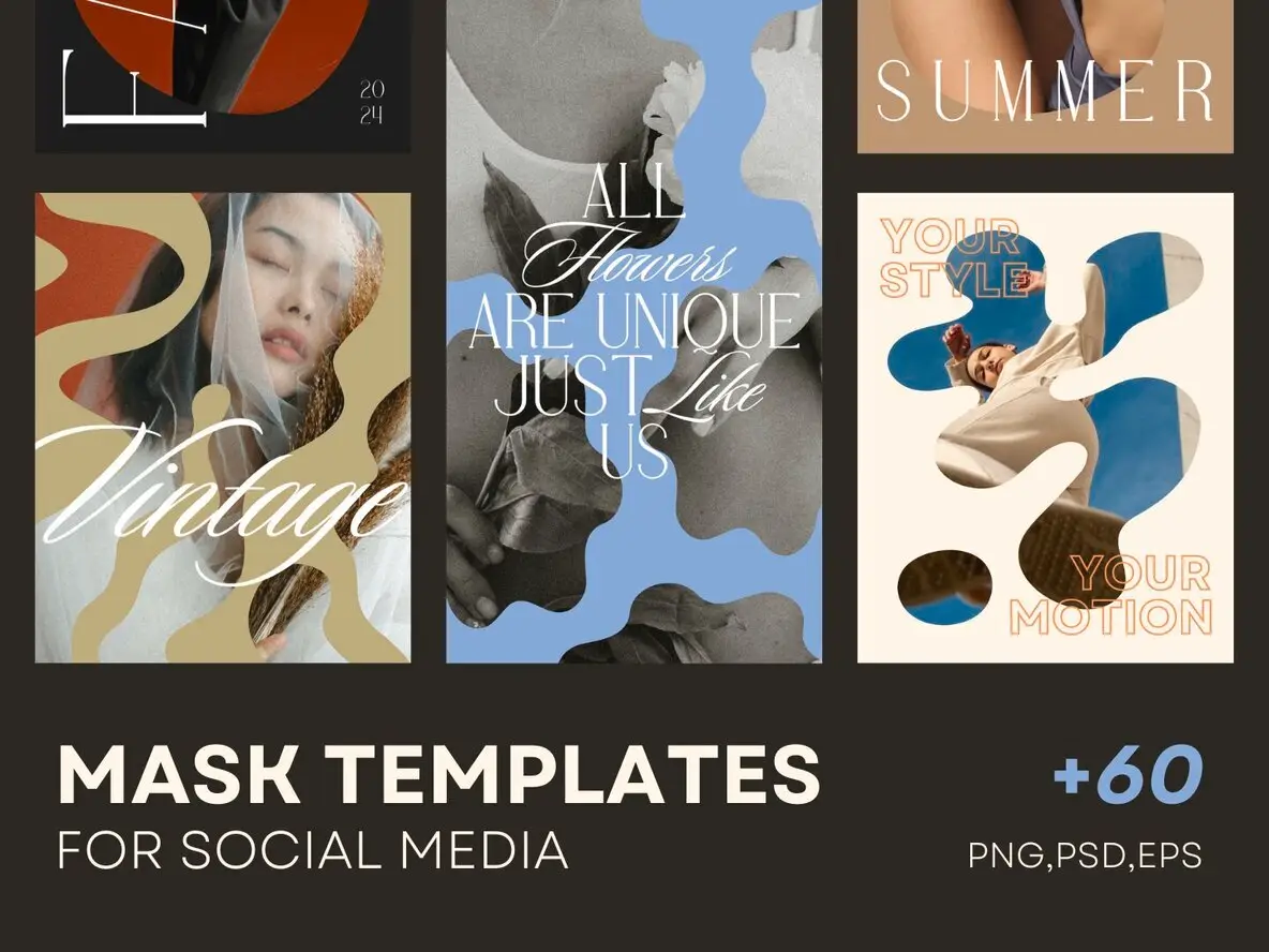 60 Mask Templates for Instagram Graphics