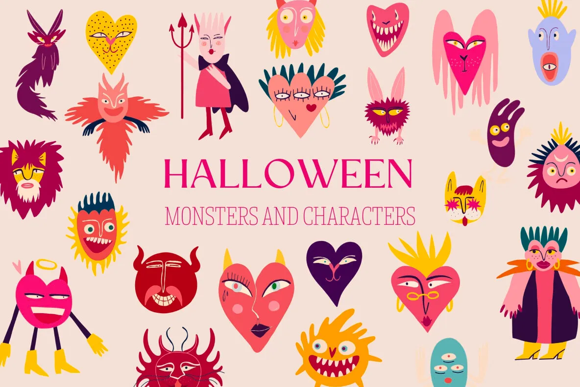 Halloween monsters and characters Graphic Bundle