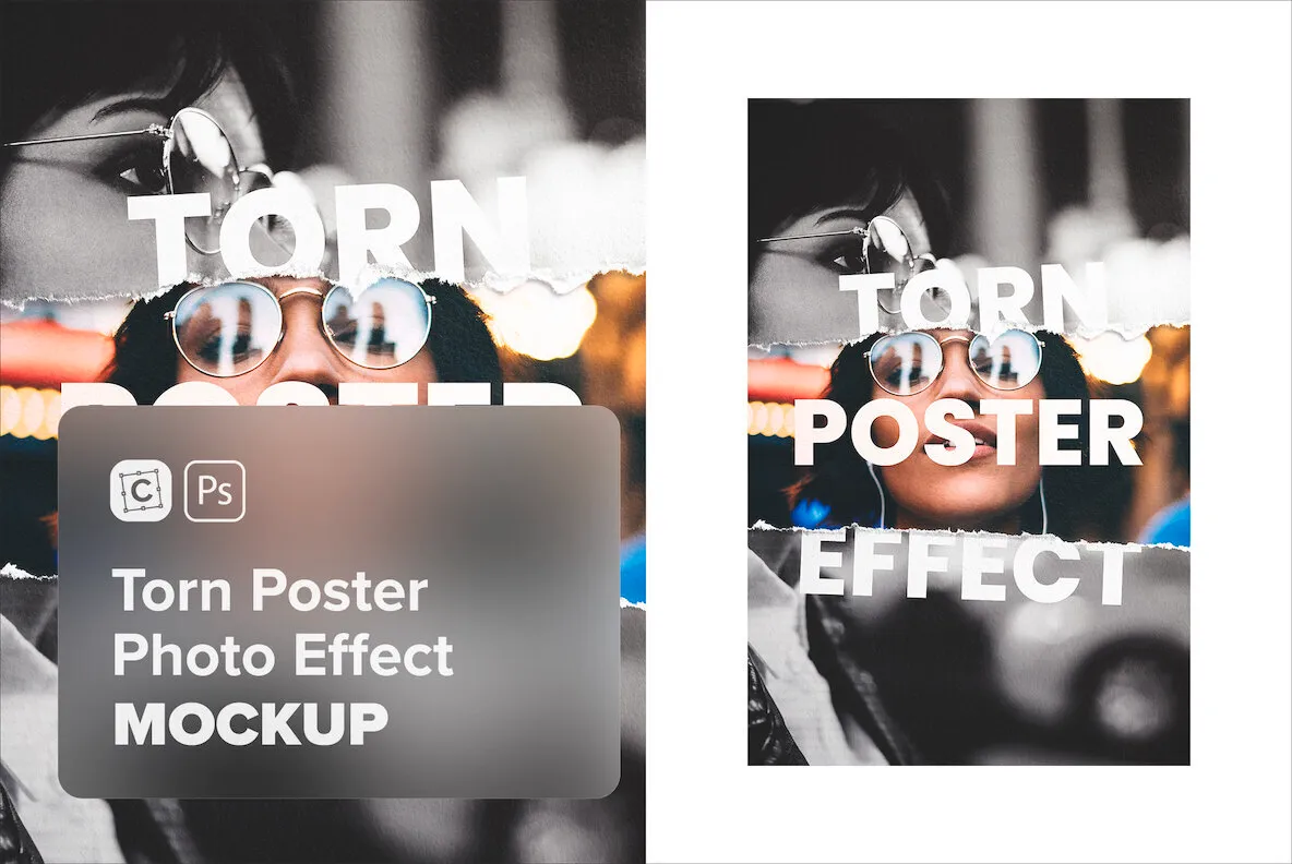 Torn Paper Poster Photo Effect Mockup