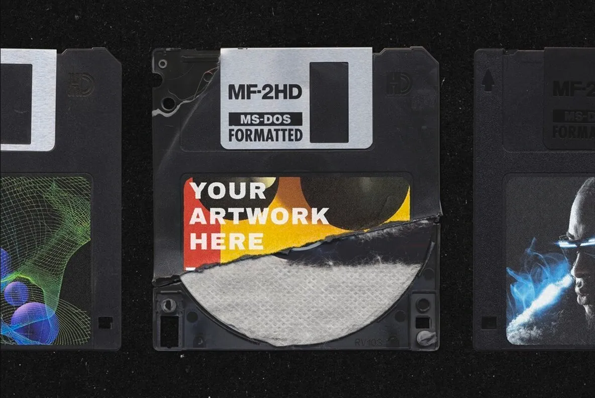 Floppy Disk Cover Mockup Pack