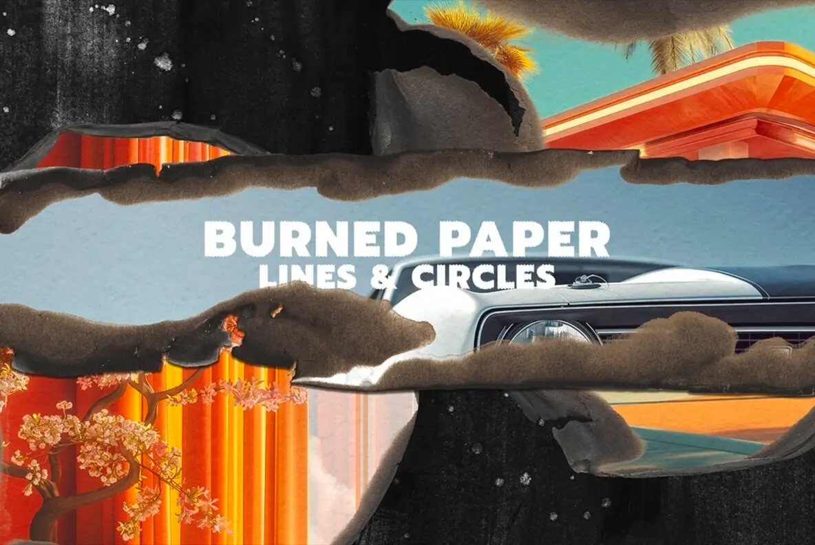 Burned Paper Lines and Circles Mockup Pack